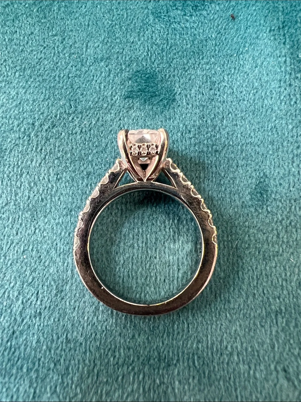 Rectangular Solitaire moissanite Pavé Engagement Ring size 5 SOLID